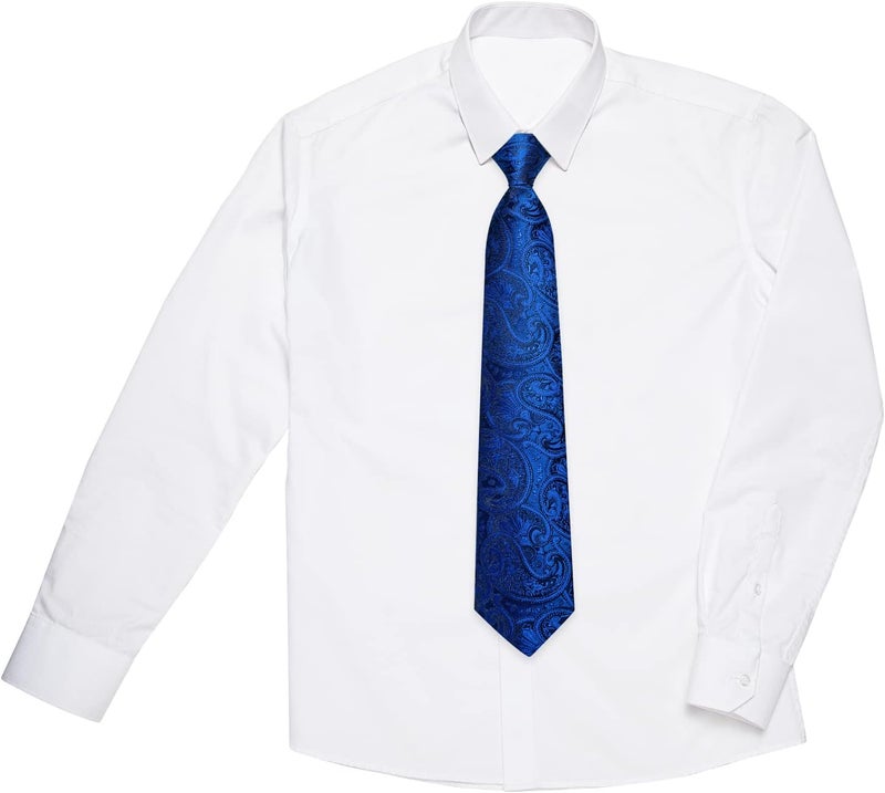 DiBanGu 2PCS Set for Father and Son Tie Silk Mens and Boys Adjustable Necktie & Pocket Square Cufflinks Kids Pre-tied Necktie - Image 3